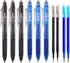 ParKoo Retractable Erasable Gel Pens, 0.7 mm Fine Point, 3 Black/3 Blue Ink Pens with 4 Bonus Refills