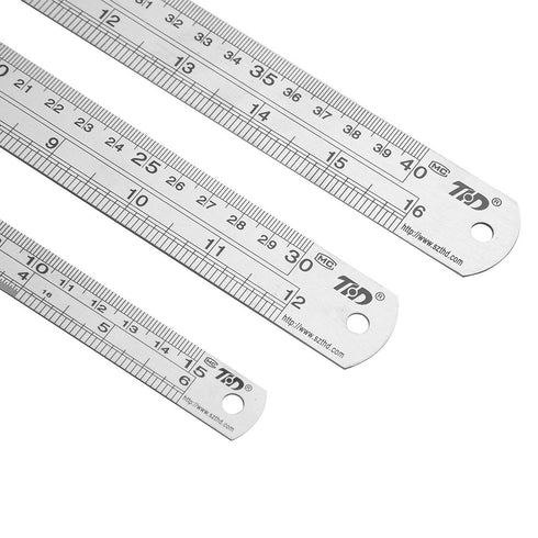 ZZTX Metal Ruler, Stainless Steel Straight Edge Measuring Tool, 6 Inch + 12 Inch + 16 Inch, 6 Pack Set