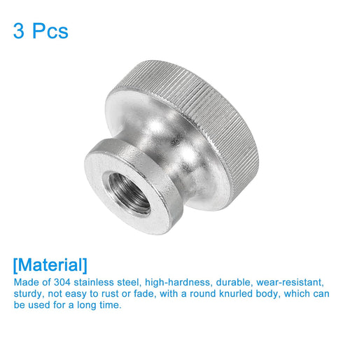 uxcell Knurled Thumb Nuts, 3Pcs M10 x D30mm Stainless Steel Round Knobs for 3D Printer Parts, Machine Tools