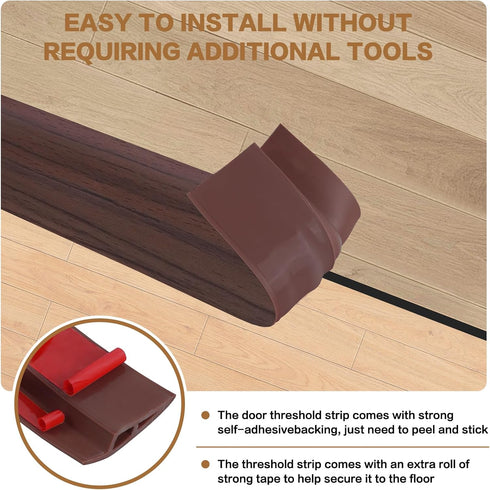 DBHXXMB-HH Grain,1/5" 2/5",3.3Ft) Floor Transition Strip Vinyl Door Threshold Ramp Self Adhesive Carpet Edging Strip