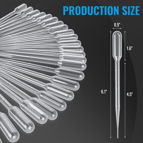 20Pcs 3mL Disposable Plastic Transfer Pipettes Calibrated Dropper for Science Experiment, Art, and DIY - Easy-to-Use and Safe