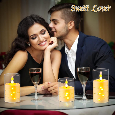 Da by Flameless Candle for Outdoor Use, Battery Powered LED Pillar Candle with Remote Control, 3 Piece Set