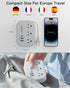 European Travel Plug Adapter USB C, Popowell International Adapter, 4 FT Power Strip with 3 Outlets & 3 USB