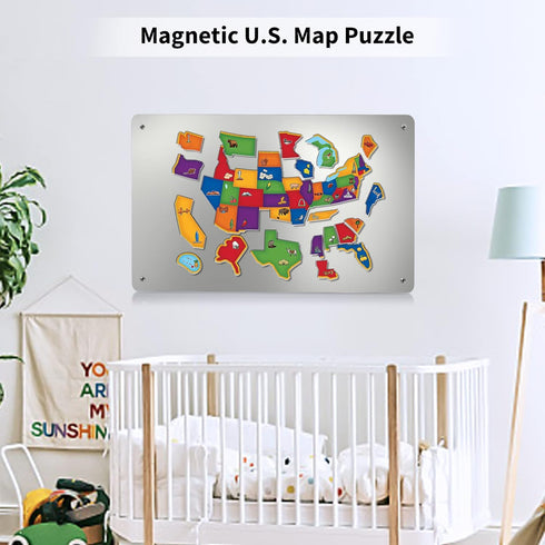 Magnetic Board, 17.1" x 11.8" Magnet Display for Wall, Refrigerator, Cabinet, with Dual Lock Tape for Hanging