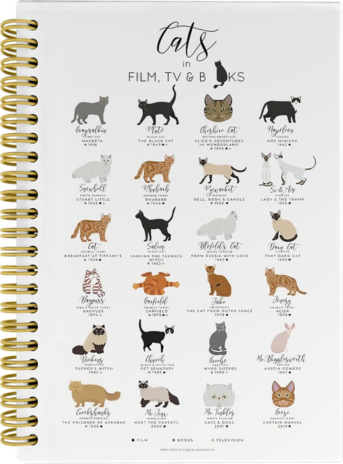 Cat Notebook Journal, Kawaii Gifts for Cat Lovers, 5.5×8.3 Spiral Bound Notebook with 164 Pages