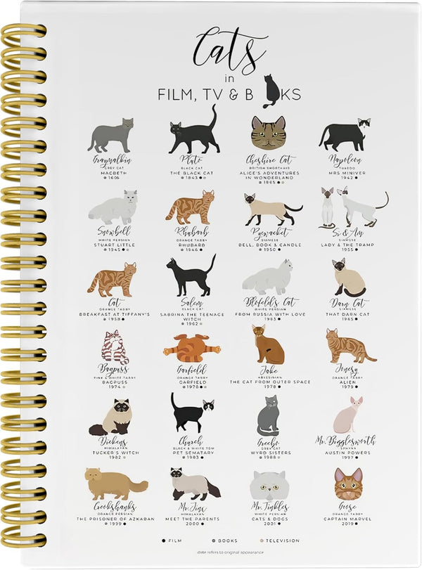 Cat Notebook Journal, Kawaii Gifts for Cat Lovers, 5.5×8.3 Spiral Bound Notebook with 164 Pages