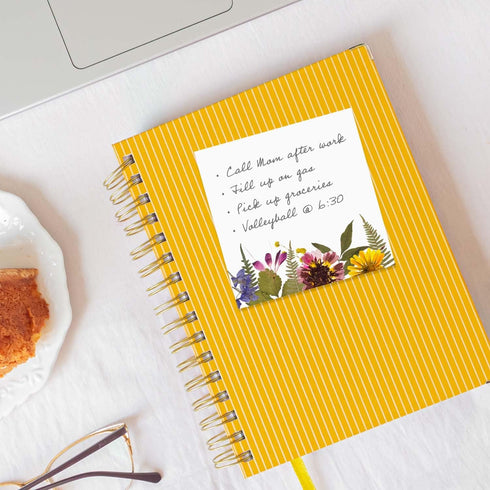 Wildflower Sticky Note Pads, 3" x 3" Botanical Sticky Notes, Set of 6 Pads, 50 Sheets Per Pad, Made in The USA