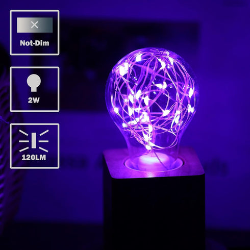 Bulb, 2W Bulbs, 15W Bulbs E26 Purple Decorative Light Purple LED Fairy Light Equivalent Cute Light for Pendant Light