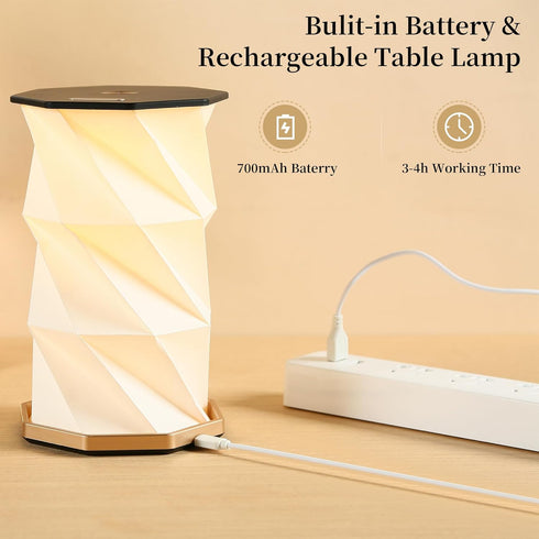 Dimmer, Travel Gifts Portable lamp with Touch Travel Lamp Warm Light, Foldable Paper Lamp, Rechargeable Small Battery