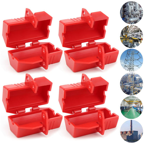 FILFEEL 4pcs Plastic Electrical Plug Lockout - Industrial Tool for Most Plugs and Shackle Diameter, ABS Material