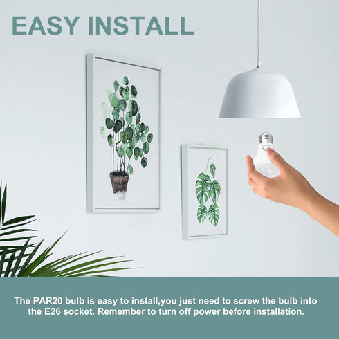 Par20 LED Bulbs 3000K Warm White Dimmable Flood, 7W (50W Halogen Equivalent), E26 40 Degree Spot Light, 4-Pack