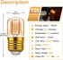 1W Low Wattage LED Edison Night Light Bulbs Warm,T28 Mini Vintage Light Bulb 10W Incandescent Equal,E26 Medium Screw Base Bulb for Oven Bulbs Decoration 6 Pack by Hcnew
