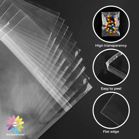 Mat Board Center, 100 Pack of 6 x 6 Crystal Clear Sleeves, Polypropylene Storage Bags