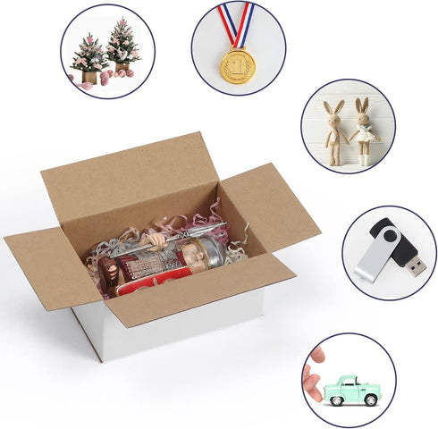 Shipping Boxes 6x4x3, Set of 40 White Corrugated Cardboard Boxes for Mailing Business Packaging