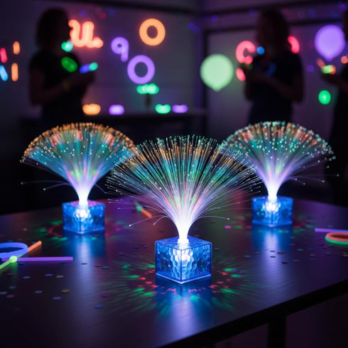 Decorations(6 Inch,Blue) Amylove Mini Fiber Optic Lamp Bulk LED Light Color Changing Table Centerpiece Glow in The Dark