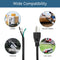 10FT Power Cable Replacement, 110V 115V 120V 300V Pigtail for Appliance, NEMA 5-15P Plug US SJT 18AWG