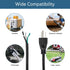 10FT Power Cable Replacement, 110V 115V 120V 300V Pigtail for Appliance, NEMA 5-15P Plug US SJT 18AWG