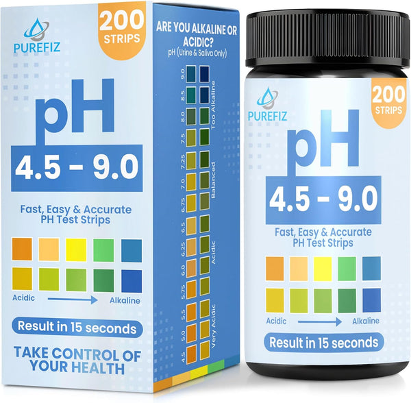 pH Test Strips for Urine & Saliva 200 Easy-to-Use Strips for Fast,