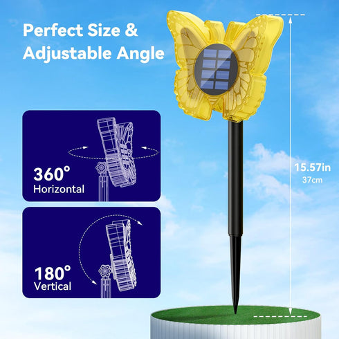 3D Glow-2-in-1 (4 Pack) Solar Butterfly Lights Outdoor-Color-Changing Wall & Ground-Butterfly Lights