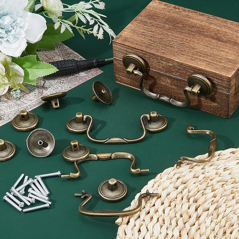 10 Sets 34x92x8.5mm SUPERFINDINGS Vintage Bail Pull Handles Antique Bronze Furniture Hardware Bail Pull Drawer Ring