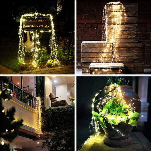 2 Pack 220 8 SHUKAN LED Firefly Bunch Lights, Flashing Modes Waterproof Copper Wire Waterfall Lights, Fairy Lights