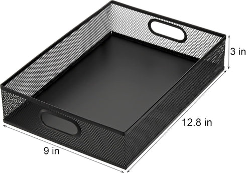 Elsjoy 2 Pack Desk Drawer Organizer Tray, Metal Mesh Storage Tray with Handle