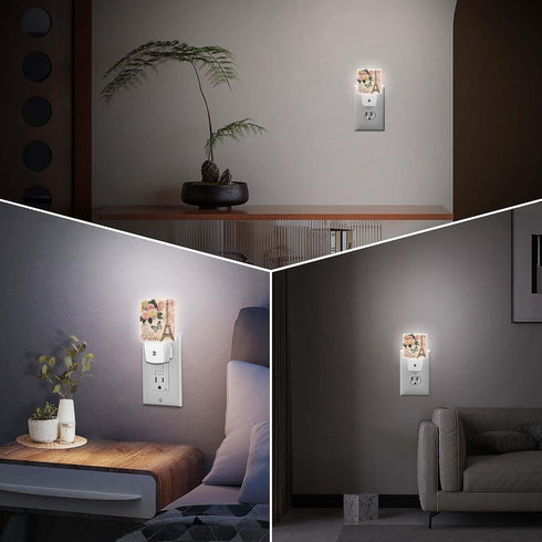 Jahiona White,0.5W LED Night Light Lamp with Smart Sensor Dusk to Dawn Sensor,Paris Flower Eiffel Towel with Rose Night