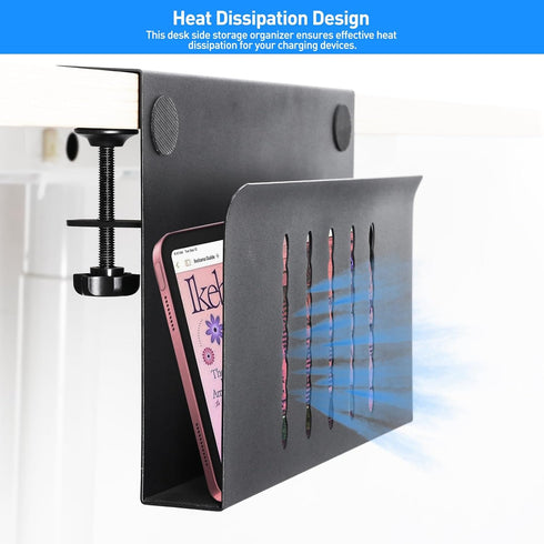 Desk Side Storage, Under Desk Laptop Mount, Hanging File Organizer, Clamp On Cable Management Tray, 22 Lbs