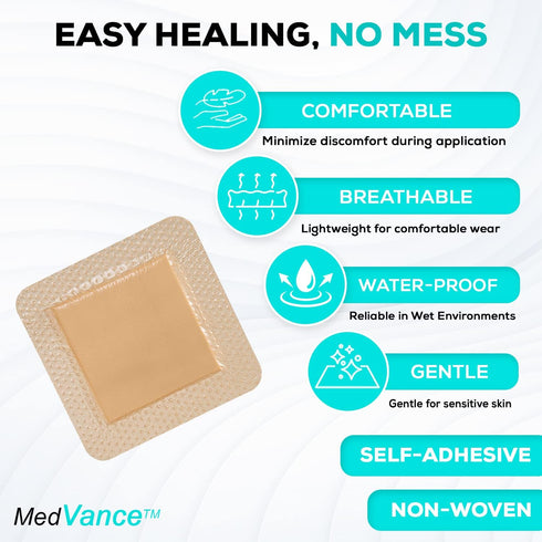 4"x4" (2.7"x2.7" 10 MedVance TM Silicone - Bordered Silicone Adhesive Foam Dressing Size pad), Box of dressings