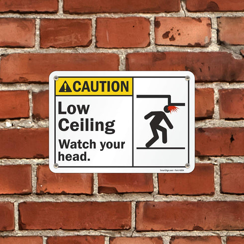 SmartSign Aluminum “Caution - Low Ceiling, Watch Your Head” Sign, 7" x 10" (S2-0527-AL-10)