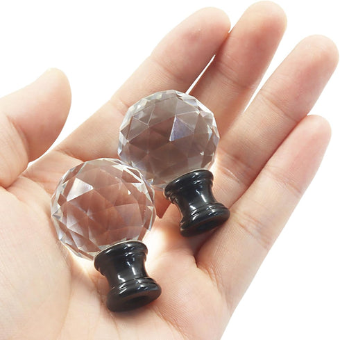 Moicstiy 2 Pack 1/4-27 Inch Crystal Lamp Finials Decorative, Base Threaded, Elegant Cap Knob for Fits Table Lamps