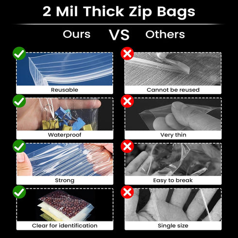 200 Count Small Plastic Bags, 4 x 6 inch Mini Baggies, Clear Zip Bags for Jewelry, Beads, Screws, Packaging