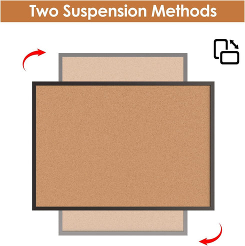 Board2by Cork Board Bulletin Board 24“ x 18”, Black Wood Framed Corkboard for School, Home & Office with 16 Push Pins.