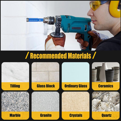 9 Pack Premium Diamond Drill Bit Set, Versatile Tools for Precise Drilling on Porcelain, Ceramic, Glass, Marble