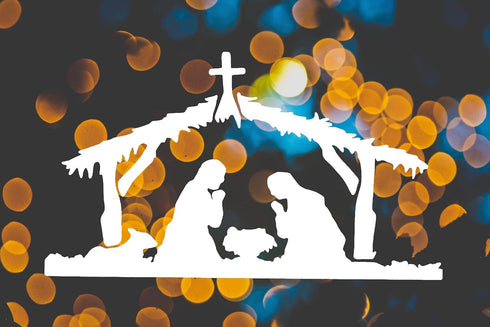 Baby Jesus in Bethlehem Manger Stencil 11" x 8.5" - Custom Christmas Nativity Design for Holiday Crafts