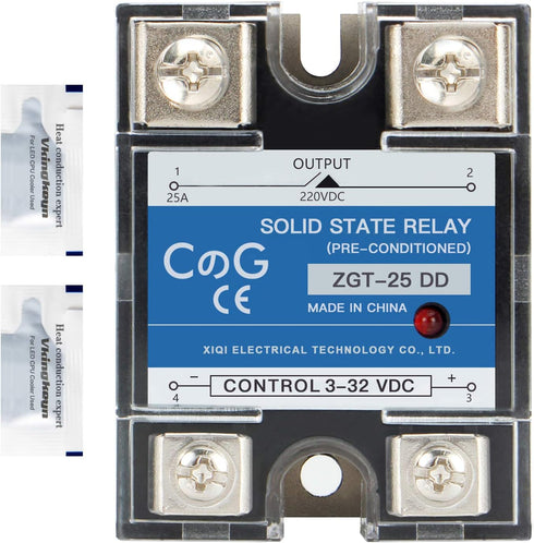 CG Solid State Relay SSR-25DD DC to DC Input 3-32VDC to Output 5-240VDC 25A Single Phase Plastic Cover