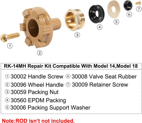 RK-14MH Repair Kit Metal Handle for Outside Faucet, Compatible with Woodford Model 14 and Model 18