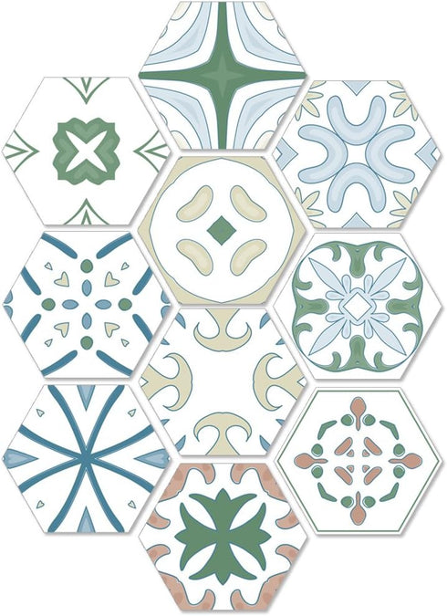 10 Pcs Hexagon Non-Slip Floor Sticker for Home Decor, Peel and Stick Self-Adhesive Wall Sticker, 7.9x9.1inch
