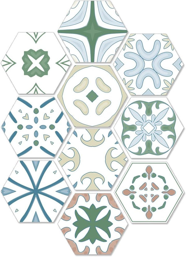 10 Pcs Hexagon Non-Slip Floor Sticker for Home Decor, Peel and Stick Self-Adhesive Wall Sticker, 7.9x9.1inch
