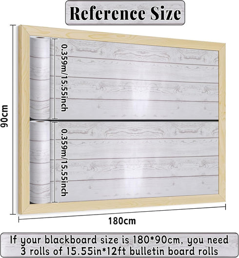White Wood Bulletin Board Roll, Reusable Waterproof Erasable, Fade Resistant Non-Woven Fabric for Classroom Decor