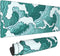 XL Japanese Green and White Wave Gaming Mouse Pad, Non-Slip Rubber Base, Stitched Edges, 31.5 x 11.8 Inch