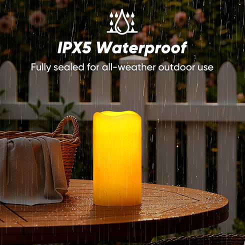 4"x8", Homemory Large Solar Candles Outdoor Waterproof, Dusk to Dawn, Solar Powered Flameless Candles for Outdoor