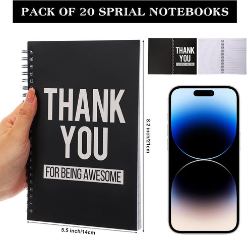 Yeaqee 20 Pcs Inspirational Spiral Notebook/Journal for Office, School, Coworker, Teacher, Volunteer Present