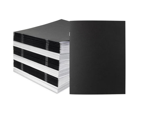Hygloss Blank Black Books - Unlined Notebooks for Journaling, 24 White Pages (12 Sheets), 8.5 x 11-Inch, 10 Books