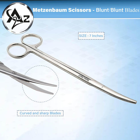 (7" Metzenbaum Dissecting Scissors with Gold Rings- Long Slim Precision Scissors made of Medical Grade Premium Quality