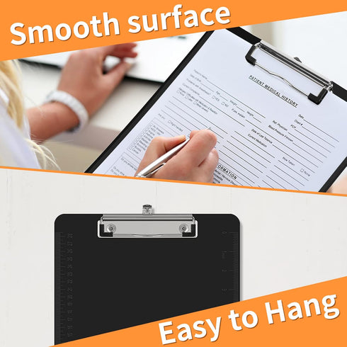Black Clipboards, PANDRI 26 Pack Plastic Black Clipboards with Low Profile Clip, 12.5 x 9 Standard Letter Size for