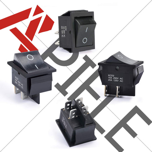 APIELE 3Pcs 2 Position Rocker Toggle Switch - ON/Off AC 125V/20A 250V/16A for Boat DPST 4 Pins KCD2-201 (Black)