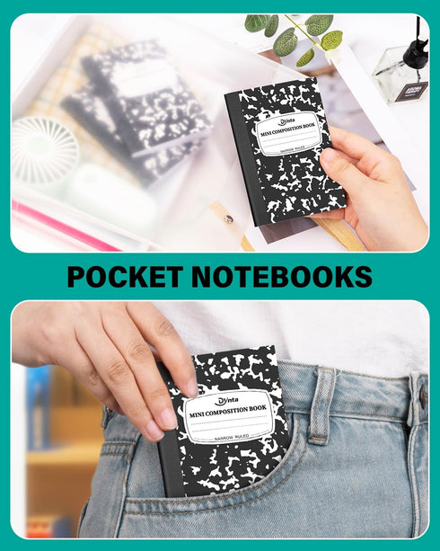 Mini Composition Notebooks Bulk, 40 Packs, 3.25 x 4.5 inch, Narrow Ruled, Black Pocket Notebooks for Students