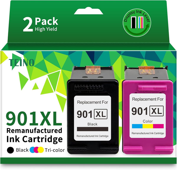 TEINO 901 Ink Cartridges Remanufactured Replacement for HP 901 901XL for OfficeJet J4680 J4580 4500 Series