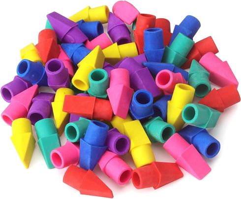 Tamaki 60 Pack Pencil Top Erasers, Cap Erasers, 6 Colors, Toppers Eraser for Kids